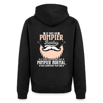 Barbe Humour Pompier Barbu - Veste à capuche bio Premium Unisexe - noir - Dos - Nico (187cm)