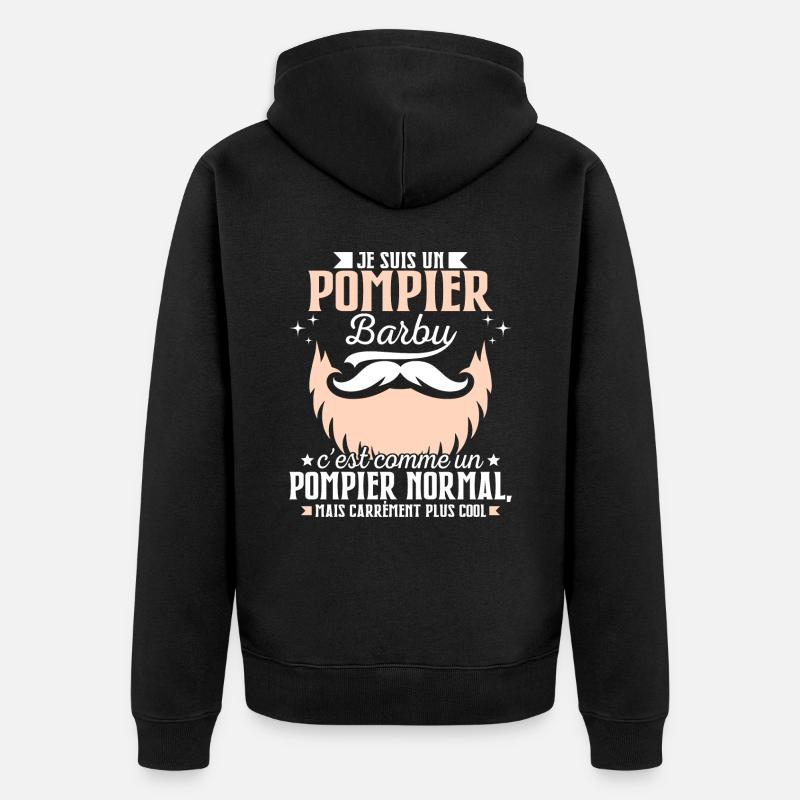Barbe Humour Pompier Barbu - Veste à capuche bio Premium Unisexe - noir