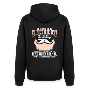 Barbe Humour Électricien Barbu - Veste à capuche bio Premium Unisexe - noir - Dos - Nico (187cm)