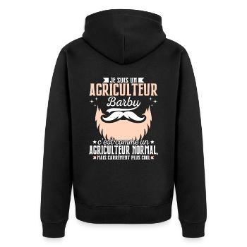 Barbe Humour Agriculteur Barbu - Veste à capuche bio Premium Unisexe - noir - Dos - Nico (187cm)