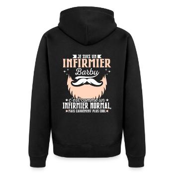 Barbe Humour Infirmier Barbu - Veste à capuche bio Premium Unisexe - noir - Dos - Nico (187cm)