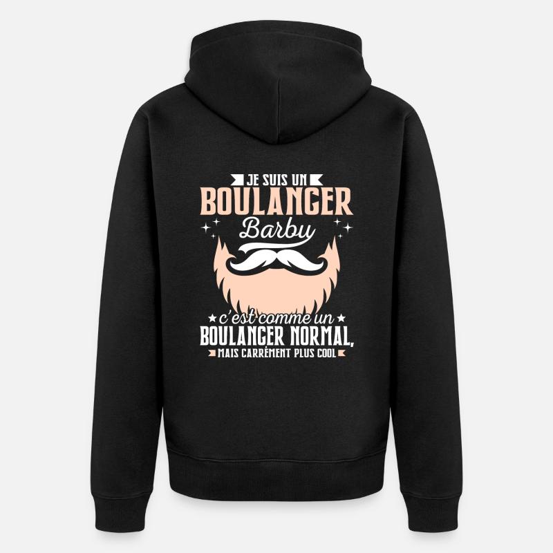 Barbe Humour Boulanger Barbu - Veste à capuche bio Premium Unisexe - noir