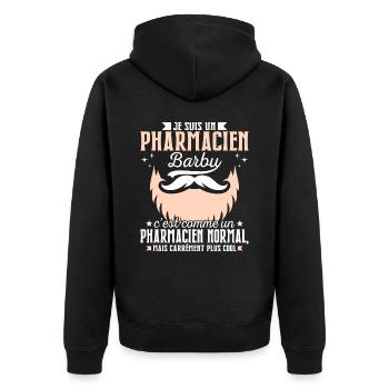 Barbe Humour Pharmacien Barbu - Veste à capuche bio Premium Unisexe - noir - Dos - Nico (187cm)