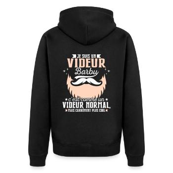 Barbe Humour Videur Barbu - Veste à capuche bio Premium Unisexe - noir - Dos - Nico (187cm)