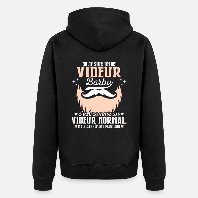 Barbe Humour Videur Barbu - Veste à capuche bio Premium Unisexe - noir