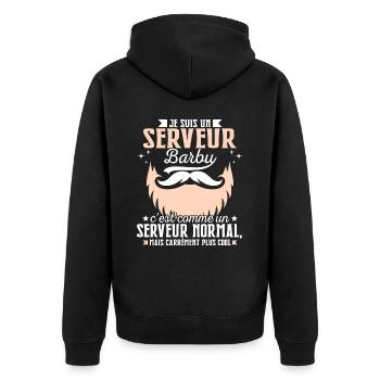 Barbe Humour Serveur Barbu - Veste à capuche bio Premium Unisexe - noir - Dos - Nico (187cm)