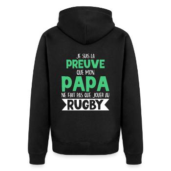 Mon Papa Ne Fait Pas Que Jouer Au Rugby - Veste à capuche bio Premium Unisexe - noir - Dos - Nico (187cm)