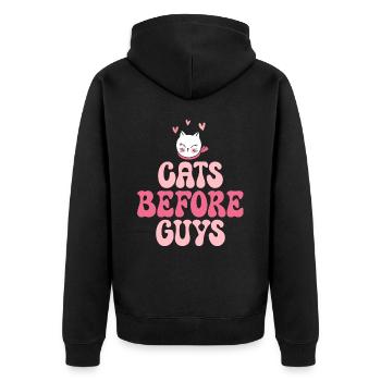 Chats Avant Les Mecs Amour Des Chats - Veste à capuche bio Premium Unisexe - noir - Dos - Nico (187cm)
