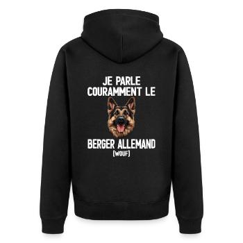 Parler Le Berger Allemand Humour Chien - Veste à capuche bio Premium Unisexe - noir - Dos - Nico (187cm)