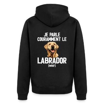Parler Le Labrador Cadeau Humour Chien Labrador - Veste à capuche bio Premium Unisexe - noir - Dos - Nico (187cm)