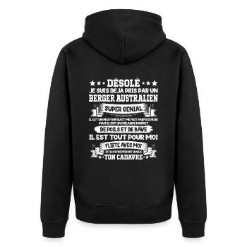 Pris Par Un Berger Australien Super Génial Chien - Veste à capuche bio Premium Unisexe - noir - Dos - Nico (187cm)