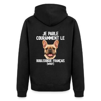 Parler Le Bouledogue Français Humour Chien - Veste à capuche bio Premium Unisexe - noir - Dos - Nico (187cm)