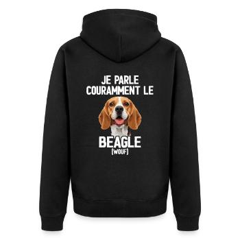 Parler Le Beagle Cadeau Humour Chien Beagle - Veste à capuche bio Premium Unisexe - noir - Dos - Nico (187cm)