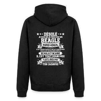 Déjà Pris Par Un Beagle Super Génial Chien - Veste à capuche bio Premium Unisexe - noir - Dos - Nico (187cm)