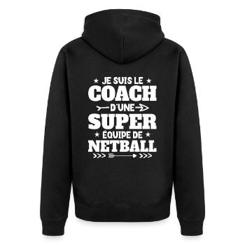 Super Coach Cadeau Pour Coach De Netball - Veste à capuche bio Premium Unisexe - noir - Dos - Nico (187cm)