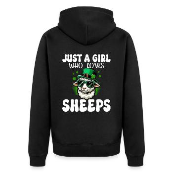 Girl Who Loves St. Patrick's Day Sheep - Unisex Premium Organic Zip Hoodie - black - Back - Nico (187cm)