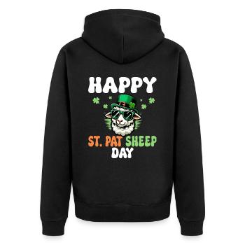 Ireland Day Sheep Joke St. Patrick's Day - Unisex Premium Organic Zip Hoodie - black - Back - Nico (187cm)