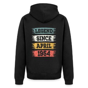 Legende 70 Jahre 1954 April 70 Jahre Jubiläum - Unisex Premium Bio Zip Hoodie - Schwarz - Hinten - Nico (187cm)