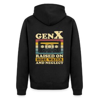 Humour Génération X - Veste à capuche bio Premium Unisexe - noir - Dos - Nico (187cm)