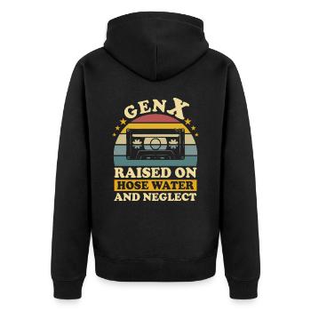Humour Génération X - Veste à capuche bio Premium Unisexe - noir - Dos - Nico (187cm)
