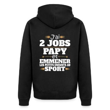 2 Jobs Papy Et Petits Enfants Humour Papy - Veste à capuche bio Premium Unisexe - noir - Dos - Nico (187cm)