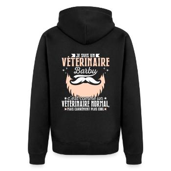 Barbe Humour Vétérinaire Barbu - Veste à capuche bio Premium Unisexe - noir - Dos - Nico (187cm)