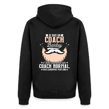 Barbe Humour Coach Barbu - Veste à capuche bio Premium Unisexe - noir - Dos - Nico (187cm)