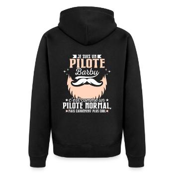 Barbe Humour Pilote Barbu - Veste à capuche bio Premium Unisexe - noir - Dos - Nico (187cm)