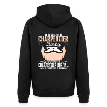 Barbe Humour Charpentier Barbu - Veste à capuche bio Premium Unisexe - noir - Dos - Nico (187cm)