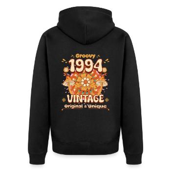 Vintage Année 1994 Anniversaire Femme 30 Ans - Veste à capuche bio Premium Unisexe - noir - Dos - Nico (187cm)