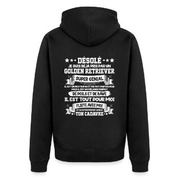 Pris Par Un Golden Retriever Super Génial Chien - Veste à capuche bio Premium Unisexe - noir - Dos - Nico (187cm)
