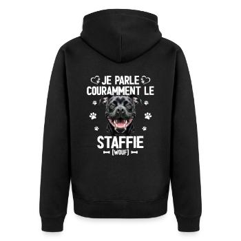 Parler Le Staffie Cadeau Humour Chien Staffie - Veste à capuche bio Premium Unisexe - noir - Dos - Nico (187cm)