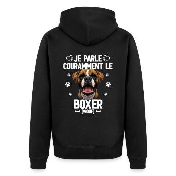 Parler Le Boxer Cadeau Humour Chien Boxer - Veste à capuche bio Premium Unisexe - noir - Dos - Nico (187cm)
