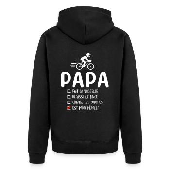 Père Cycliste Cyclisme Humour Vélo Papa Cycliste - Veste à capuche bio Premium Unisexe - noir - Dos - Nico (187cm)