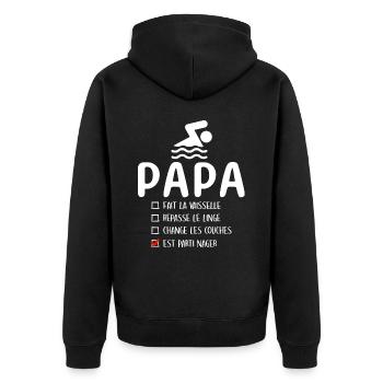Père Nageur Piscine Humour Natation Papa Nageur - Veste à capuche bio Premium Unisexe - noir - Dos - Nico (187cm)