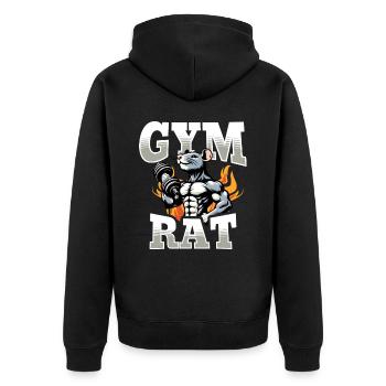 Fitnessstudio Ratte Bodybuilding Motivation Bodybuilding Fitnessstudio - Unisex Premium Bio Zip Hoodie - Schwarz - Hinten - Nico (187cm)