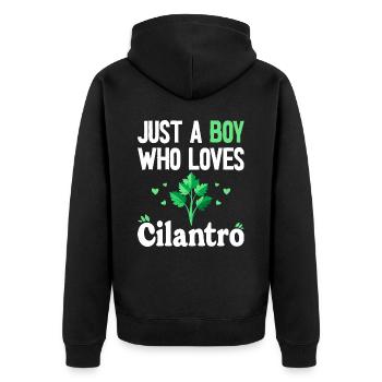 Humour Homme Garçon Qui Aime La Coriandre - Veste à capuche bio Premium Unisexe - noir - Dos - Nico (187cm)