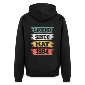 Légende 60 Ans 1964 Mai 60 Ans Anniversaire - Veste à capuche bio Premium Unisexe - noir - Dos - Nico (187cm)