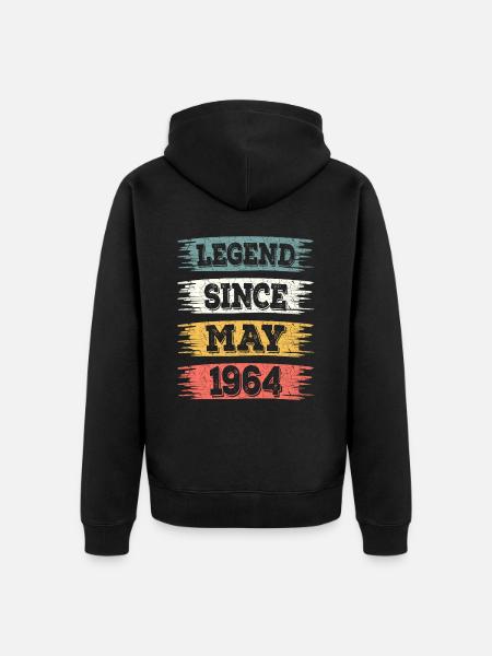 Legend 60 jaar 1964 mei 60 jaar verjaardag - Uniseks Premium bio ziphoodie - zwart
