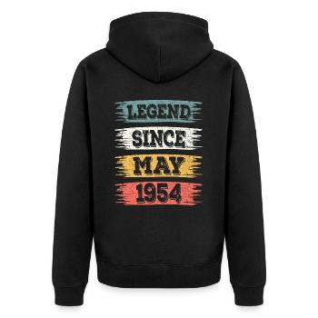 Legende 70 Jahre 1954 Mai 70 Jahre Jubiläum - Unisex Premium Bio Zip Hoodie - Schwarz - Hinten - Nico (187cm)