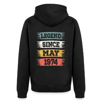 Légende 50 Ans 1974 Mai 50 Ans Anniversaire - Veste à capuche bio Premium Unisexe - noir - Dos - Nico (187cm)