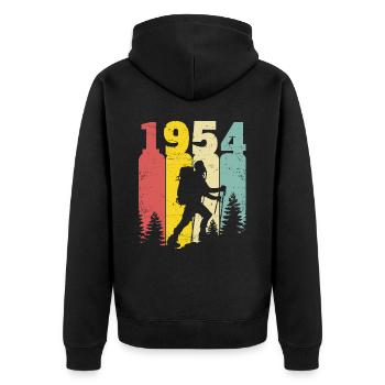 Retro Year 1954 Hiker 70 Years Anniversary - Unisex Premium Organic Zip Hoodie - black - Back - Nico (187cm)