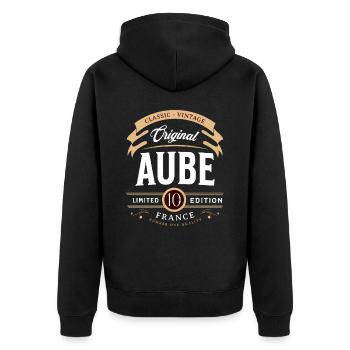 Vintage Aube Département France - Veste à capuche bio Premium Unisexe - noir - Dos - Nico (187cm)