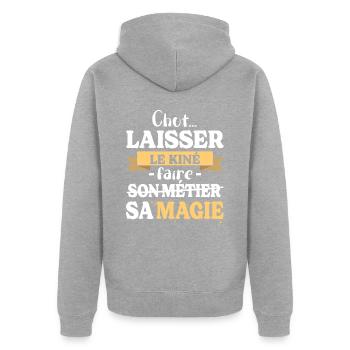 Kinésithérapeute Fait Sa Magie Humour Kiné - Veste à capuche bio Premium Unisexe - gris chiné - Dos - Nico (187cm)