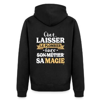 Plumber does his magic Plumber Humor - Unisex Premium Organic Zip Hoodie - black - Back - Nico (187cm)