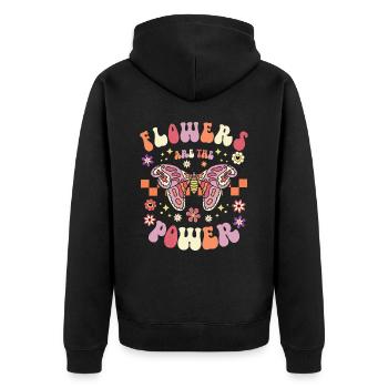 Fleurs Papillon Rétro Années 70 et 80 - Veste à capuche bio Premium Unisexe - noir - Dos - Nico (187cm)