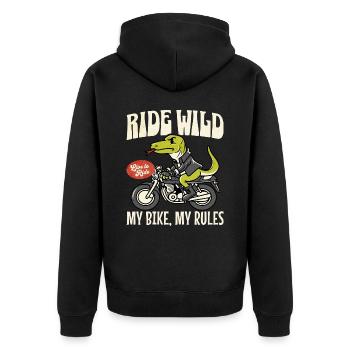 Humor Man Biker Fan Motorcycles - Unisex Premium Organic Zip Hoodie - black - Back - Nico (187cm)