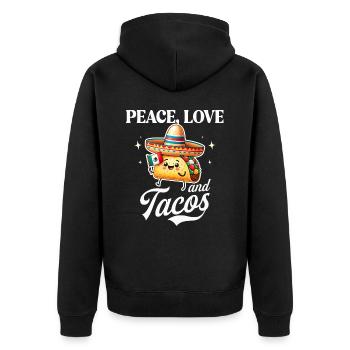 Paix Amour Tacos Adore Tacos Mexicain - Veste à capuche bio Premium Unisexe - noir - Dos - Nico (187cm)