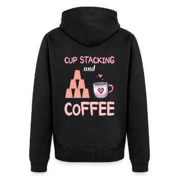 Stacker Sport Cup Stacking Und Kaffee - Unisex Premium Bio Zip Hoodie - Schwarz - Hinten - Nico (187cm)