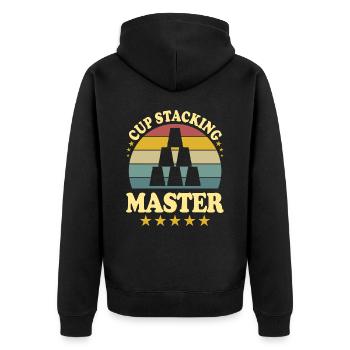 Cup Stacking Master Sport Stacking - Unisex Premium Bio Zip Hoodie - Schwarz - Hinten - Nico (187cm)